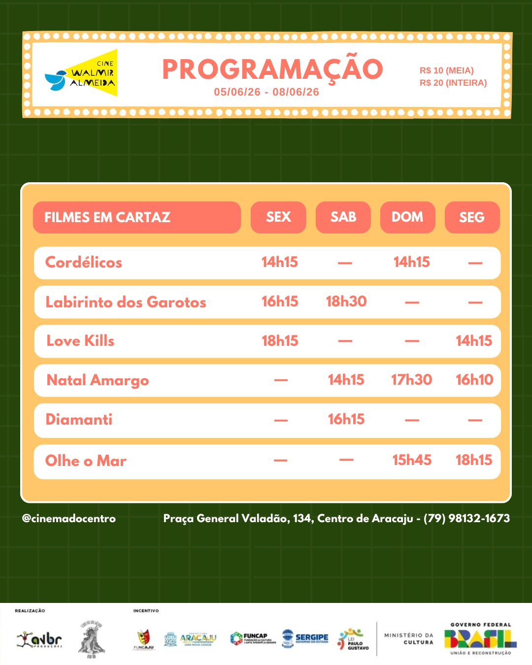 Confira a programação de 5 a 8 de junho